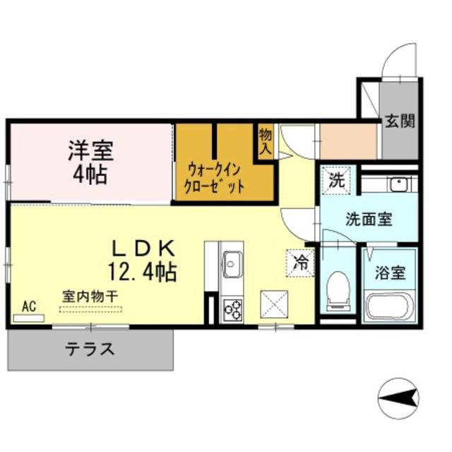 シャーロットダイアナ(1LDK/1階)の間取り写真