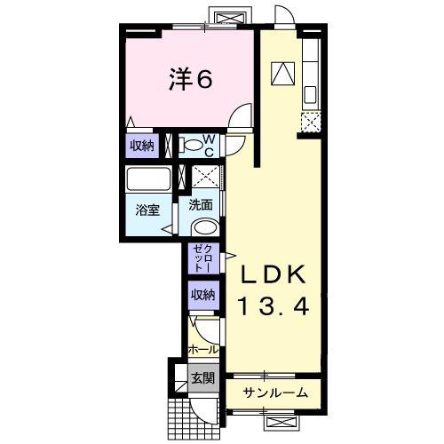 リベルテII(1LDK/1階)の間取り写真