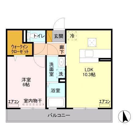 メゾン あい・あこ あこ(1LDK/1階)の間取り写真