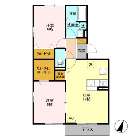 エルスリーモナミ 305(2LDK/3階)の間取り写真
