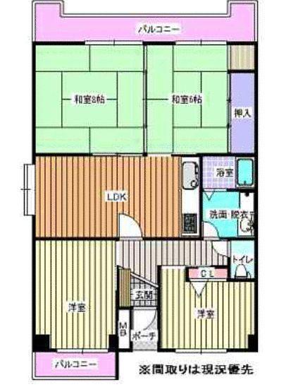 グランコート到津(4LDK/10階)の間取り写真
