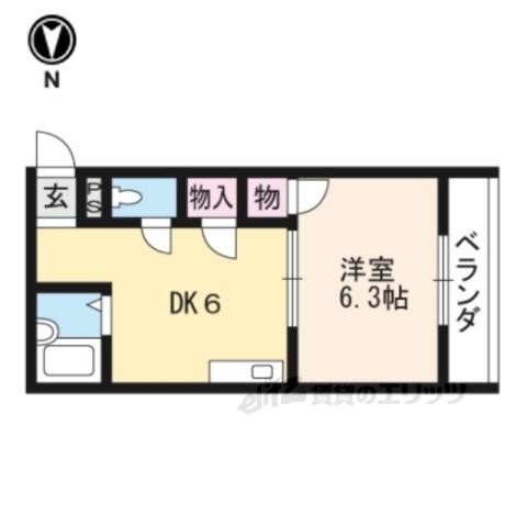 リバージュマンション(1DK/2階)の間取り写真