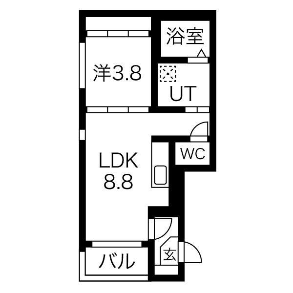 ル・ケレス八番町(1LDK/3階)の間取り写真