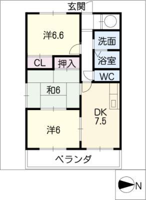 長島スカイハイツ(3DK/1階)の間取り写真