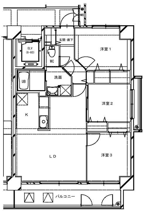 クレール今(3LDK/4階)の間取り写真
