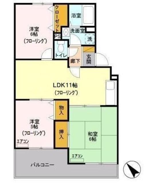ヴァンベール富士美(3LDK/1階)の間取り写真
