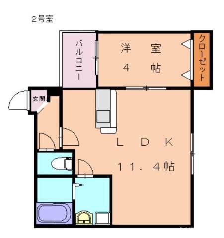 A・RATA(1LDK/3階)の間取り写真