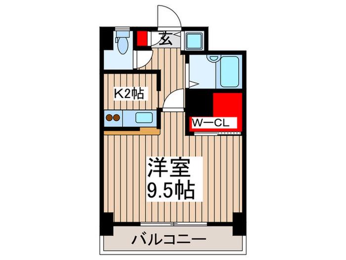 レニエ・ラ・ヴェルトゥ(1K/7階)の間取り写真