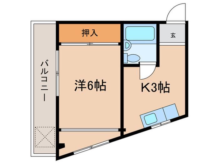 エバックハイム(1K/3階)の間取り写真