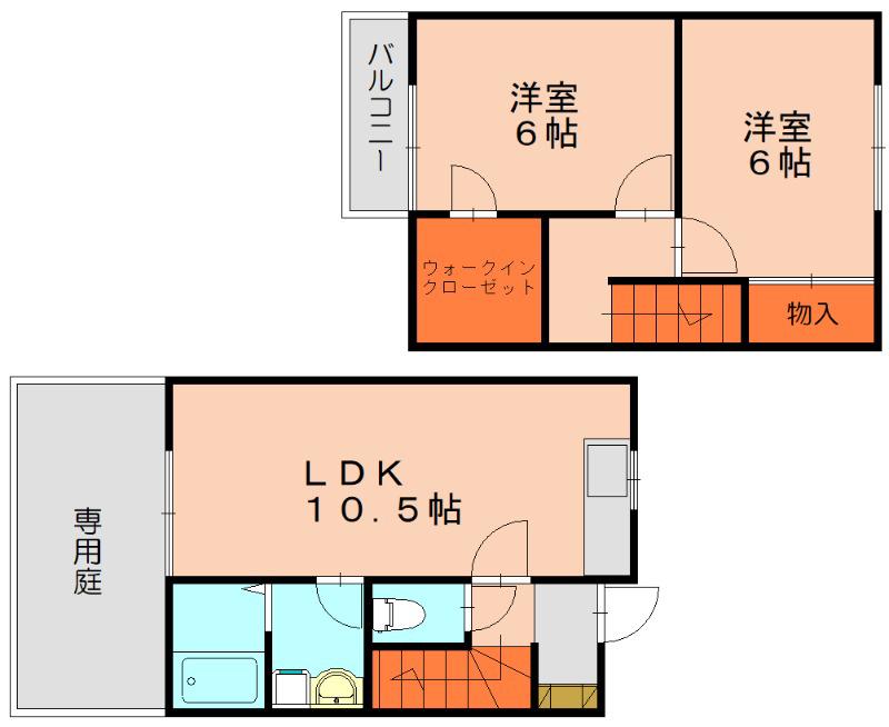 エレグランスB棟(2LDK/1階)の間取り写真