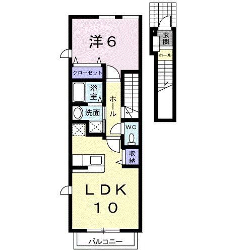 三岐鉄道北勢線 楚原駅 徒歩7分 2階建 築19年(1LDK/2階)の間取り写真