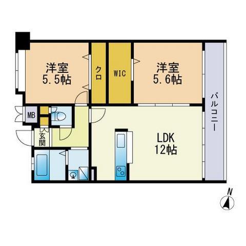 エスティメゾン博多東(2LDK/3階)の間取り写真