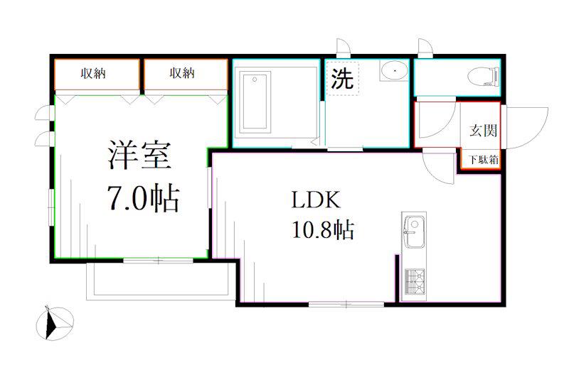 SAKURA QUATRE (1LDK/2階)の間取り写真