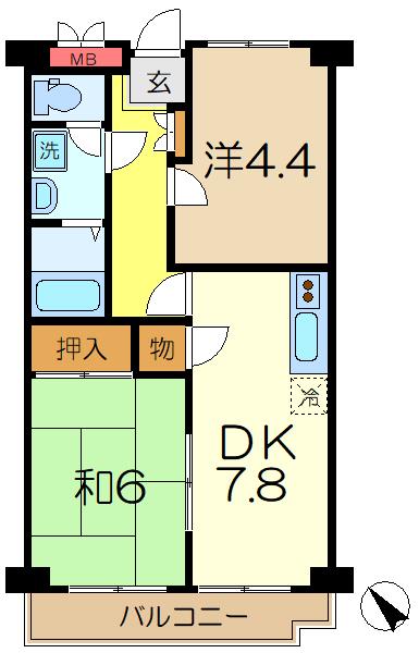 第二八千代ビル(2DK/3階)の間取り写真