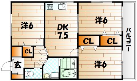 ロージュマン真鶴(3DK/2階)の間取り写真