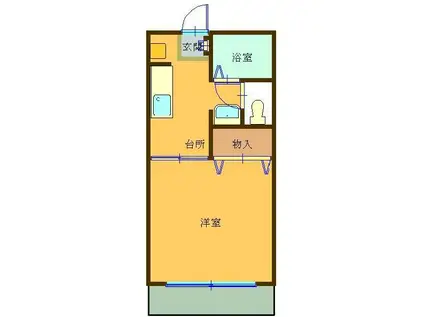 ピュア・グリーン(1K/1階)の間取り写真