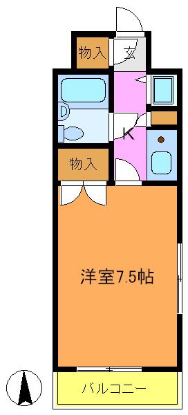 サンモール荒木(1K/4階)の間取り写真