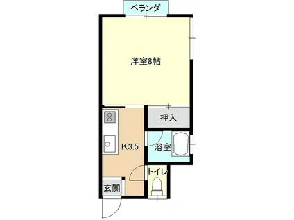 コーポサイトウII(1K/2階)の間取り写真