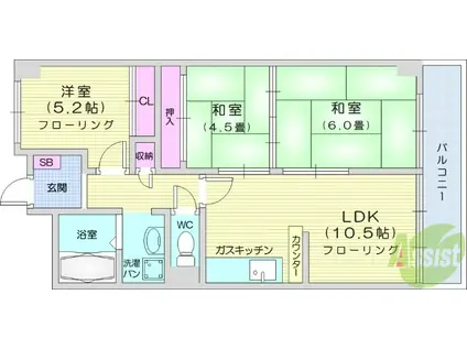 ポラリスビル(3LDK/3階)の間取り写真
