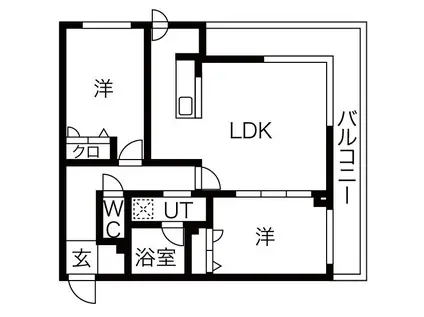 リッツグランデ手稲駅前(2LDK/3階)の間取り写真