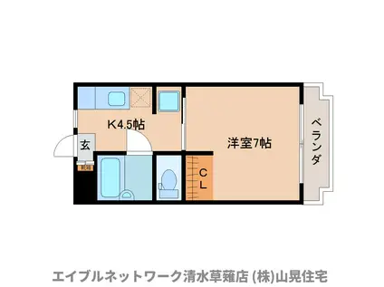 エステートカネキ(1DK/1階)の間取り写真