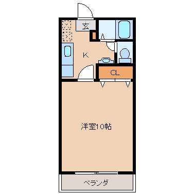 ベルグリーン(1K/2階)の間取り写真