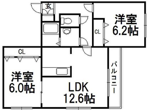 CHEZ-SOI-OUEST(2LDK/3階)の間取り写真