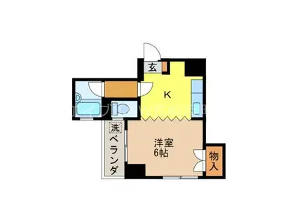 七福マンション八幡町(1DK/9階)の間取り写真
