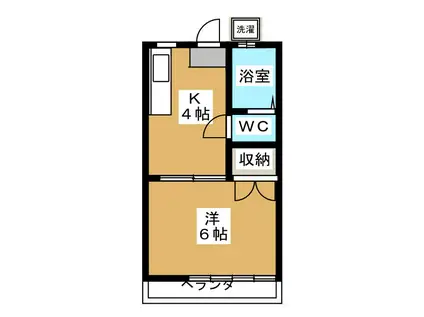 第六千矢荘(1K/1階)の間取り写真