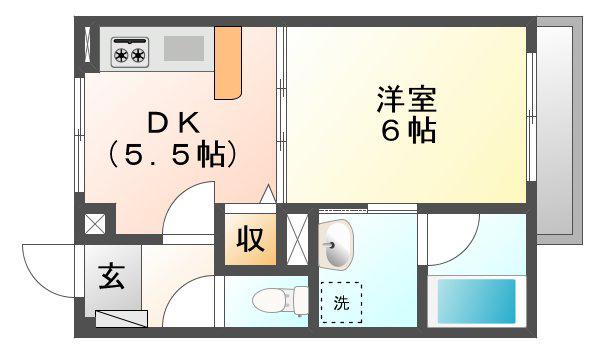 アンジュ(1DK/1階)の間取り写真