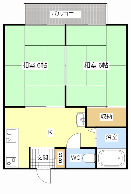 サイトウハイツ(2K/2階)の間取り写真