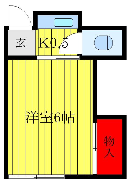 関アパートI(ワンルーム/1階)の間取り写真