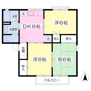 アトリエ参番館(3DK/2階)の間取り写真