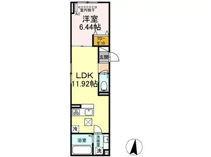 レクシア土支田(1LDK/1階)の間取り写真