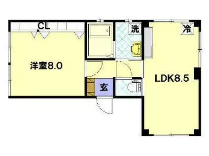 柴田べッ甲店ビル(1LDK/4階)の間取り写真