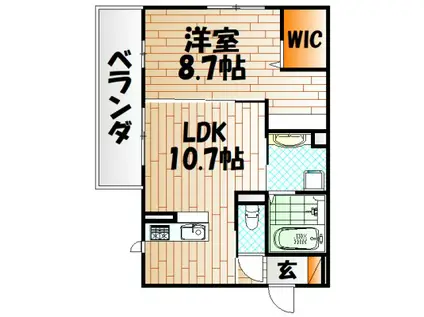 SHIZUKA 大里(1LDK/1階)の間取り写真