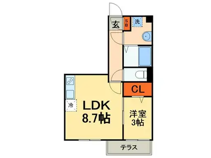 ブライト津田沼(1LDK/1階)の間取り写真