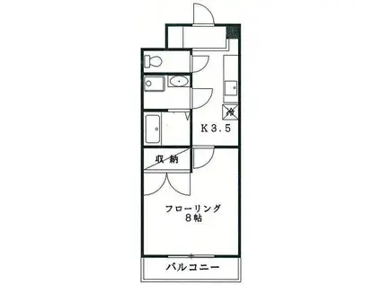 ファミーユ小松島(1K/2階)の間取り写真