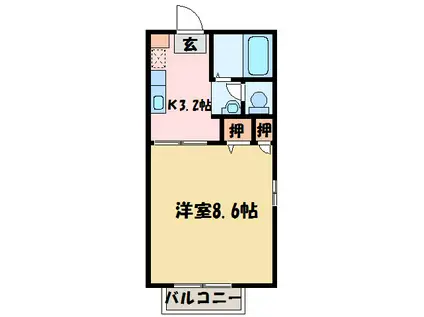ディアス久保田(1K/1階)の間取り写真