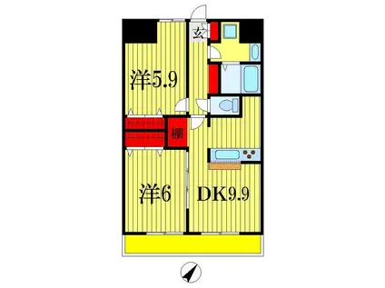 セ・ジョリ千葉港(2DK/4階)の間取り写真