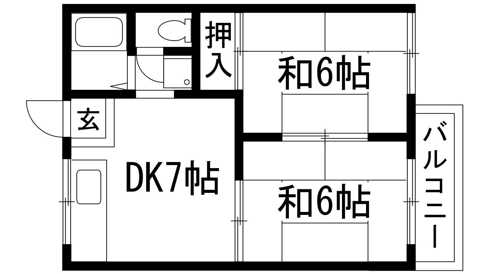 乾ハイツ B棟(2DK/2階)の間取り写真