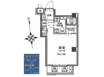 クレアツィオーネ浜松町 CREAZIONE HAMAMATSUCHO(ワンルーム/3階)の間取り写真