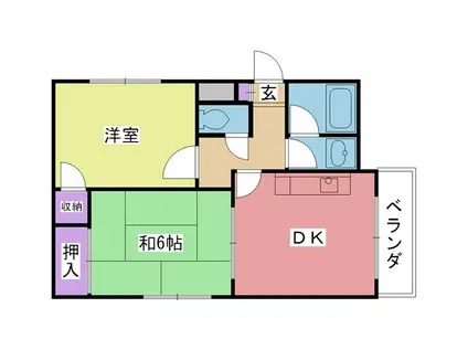 グランディア夙川2(2DK/2階)の間取り写真