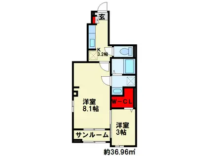 コンフォール苅田(2K/1階)の間取り写真