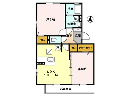 メゾン・ファミーユ(2LDK/1階)の間取り写真