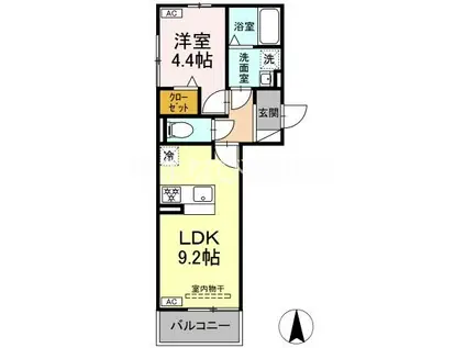 D-ROOM豊田市平山町(1LDK/3階)の間取り写真