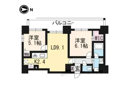 ALTA京都堀川ウインドア(2LDK/11階)の間取り写真