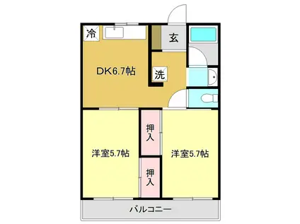 DENDEN NAKAMAMA(2DK/1階)の間取り写真