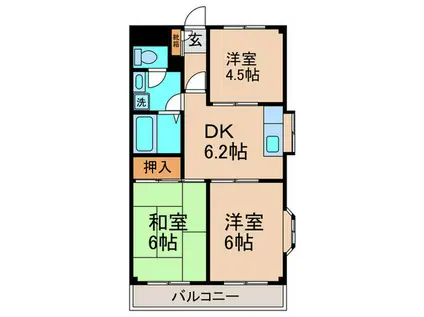 コーポ新屋敷2(3DK/2階)の間取り写真
