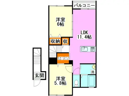 サニーコート川島II(2LDK/2階)の間取り写真